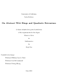 Cover page: On Abstract Witt Rings and Quadratic Extensions