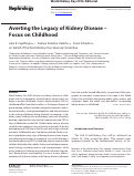 Cover page: Averting the Legacy of Kidney Disease - Focus on Childhood
