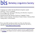 Cover page: Languages are Wealth: The Sprachbund as Linguistic Capital