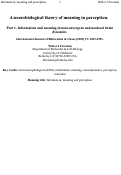 Cover page: A neurobiological theory of meaning in perception. Part 1. Information and meaning in nonconvergent and nonlocal brain dynamics