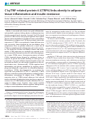 Cover page: C1q/TNF-related protein 6 (CTRP6) links obesity to adipose tissue inflammation and insulin resistance