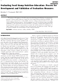 Cover page: Evaluating Food Stamp Nutrition Education: Process for Development and Validation of Evaluation Measures