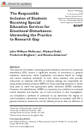 Cover page: The Responsible Inclusion of Students Receiving Special Education Services for Emotional Disturbance: Unraveling the Practice to Research Gap