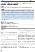 Cover page: A Model for Damage Load and Its Implications for the Evolution of Bacterial Aging