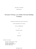 Cover page: Dynamic Pricing as an Online Decision-Making Problem