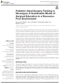 Cover page: Pediatric Hand Surgery Training in Nicaragua: A Sustainable Model of Surgical Education in a Resource-Poor Environment