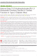 Cover page: Ketone Ester D‐β‐Hydroxybutyrate‐(R)‐1,3 Butanediol Prevents Decline in Cardiac Function in Type 2 Diabetic Mice