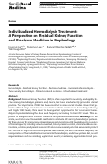 Cover page: Individualized Hemodialysis Treatment: A Perspective on Residual Kidney Function and Precision Medicine in Nephrology