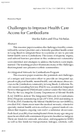 Cover page: Challenges to Improve Health Care Access for Cambodians