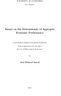 Cover page: Essays on the Determinants of Aggregate Economic Performance