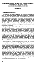 Cover page: The Politics of Resource Management: Aboriginal Rights and Land Claim Settlements
