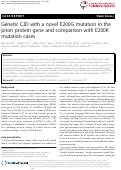 Cover page: Genetic CJD with a novel E200G mutation in the prion protein gene and comparison with E200K mutation cases