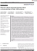 Cover page: Molecular subtype and growth hormone effects on dysmorphology in Prader–Willi syndrome