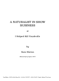 Cover page: A Naturalist in Show Business <em>or</em> I Helped Kill Vaudeville