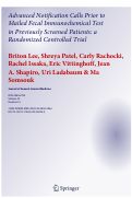 Cover page: Advanced Notification Calls Prior to Mailed Fecal Immunochemical Test in Previously Screened Patients: a Randomized Controlled Trial