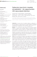 Cover page: Subacute myoclonic measles encephalitis – An opportunistic HIV-associated infection