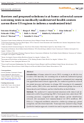 Cover page: Barriers and proposed solutions to at-home colorectal cancer screening tests in medically underserved health centers across three US regions to inform a randomized trial.