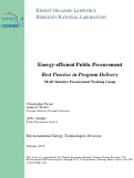 Cover page: Energy-efficient Public Procurement
Best Practice in Program Delivery
SEAD Initiative Procurement Working Group