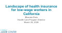 Cover page of TESTIMONY: Landscape of health insurance for low-wage workers in California