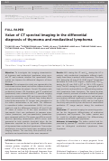 Cover page: Value of CT spectral imaging in the differential diagnosis of thymoma and mediastinal lymphoma.