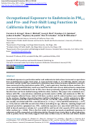 Cover page: Occupational Exposure to Endotoxin in PM<sub>2.5</sub> and Pre- and Post-Shift Lung Function in California Dairy Workers