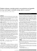 Cover page: Relation between circulating leptin concentrations and appetite during a prolonged, moderate energy deficit in women 1 , 2 – 3