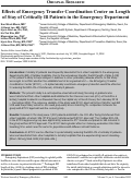 Cover page: Effects of Emergency Transfer Coordination Center on Length of Stay of critical patients in the Emergency department