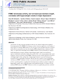 Cover page of PBMC telomerase activity, but not leukocyte telomere length, correlates with hippocampal volume in major depression