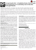 Cover page: Connecting the Dots: A Qualitative Study of Home Health Nurse Perspectives on Coordinating Care for Recently Discharged Patients.