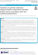 Cover page: Variations in porcine colostrum oligosaccharide composition between breeds and in association with sow maternal performance