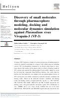 Cover page: Discovery of small molecules through pharmacophore modeling, docking and molecular dynamics simulation against Plasmodium vivax Vivapain-3 (VP-3).