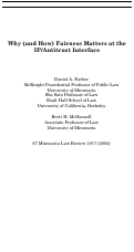 Cover page: Why (and How) Fairness Matters at the IP/Antitrust Interface