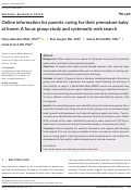 Cover page: Online information for parents caring for their premature baby at home: A focus group study and systematic web search