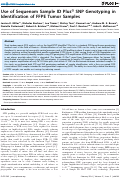 Cover page: Use of Sequenom Sample ID Plus® SNP Genotyping in Identification of FFPE Tumor Samples