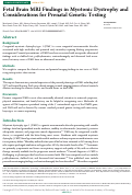 Cover page: Fetal Brain MRI Findings in Myotonic Dystrophy and Considerations for Prenatal Genetic Testing.