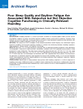 Cover page: Poor Sleep Quality and Daytime Fatigue Are Associated With Subjective but Not Objective Cognitive Functioning in Clinically Relevant Hoarding.