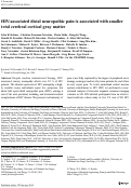 Cover page: HIV-associated distal neuropathic pain is associated with smaller total cerebral cortical gray matter