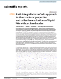 Cover page: Path integral Monte Carlo approach to the structural properties and collective excitations of liquid 3He without fixed nodes