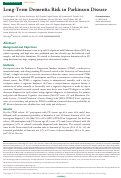 Cover page: Long-Term Dementia Risk in Parkinson Disease.