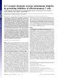 Cover page: IL-7 receptor blockade reverses autoimmune diabetes by promoting inhibition of effector/memory T cells