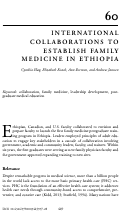 Cover page: International Collaborations to Establish Family Medicine in Ethiopia