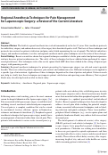 Cover page: Regional Anesthesia Techniques for Pain Management for Laparoscopic Surgery: a Review of the Current Literature.