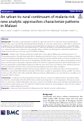 Cover page: An urban-to-rural continuum of malaria risk: new analytic approaches characterize patterns in Malawi