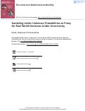Cover page: Gambling Under Unknown Probabilities as Proxy for Real World Decisions Under Uncertainty