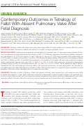 Cover page: Contemporary Outcomes in Tetralogy of Fallot With Absent Pulmonary Valve After Fetal Diagnosis