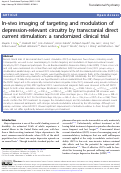 Cover page: In-vivo imaging of targeting and modulation of depression-relevant circuitry by transcranial direct current stimulation: a randomized clinical trial