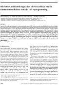 Cover page: MicroRNA-mediated regulation of extracellular matrix formation modulates somatic cell reprogramming