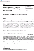 Cover page: Does Happiness Promote Career Success? Revisiting the Evidence