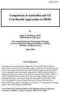 Cover page: Comparison of Australian and US Cost-Benefit Approaches to MEPS