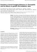 Cover page: Evolution of larval foraging behaviour in Drosophila and its effects on growth and metabolic rates